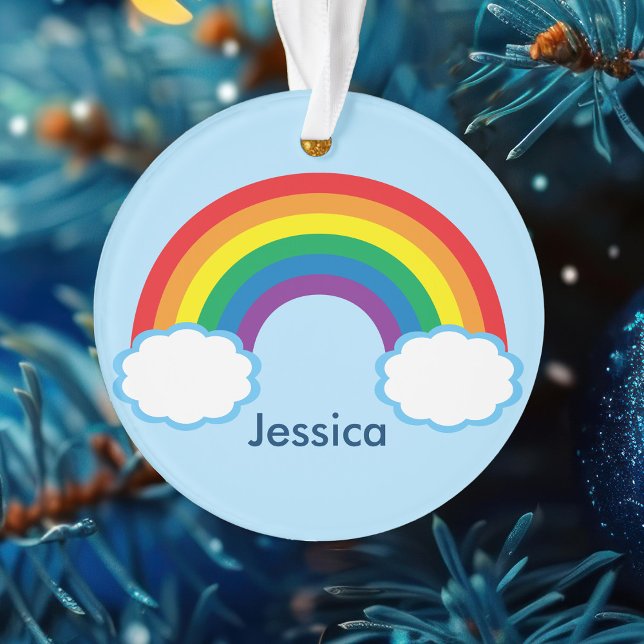 Pretty Rainbow Personalized Ornament (Creator Uploaded)