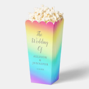 Pretty Rainbow Personalized Wedding Popcorn Favor Boxes