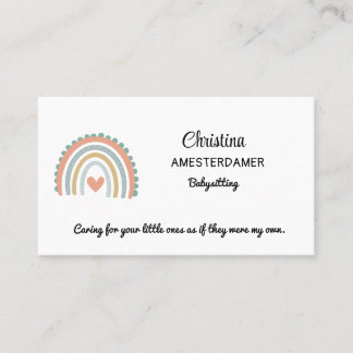 Pretty Rainbow Pink Blue Boho Babysitter Square Business Card