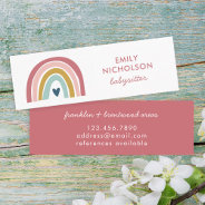 Pretty Rainbow Pink Navy Mustard Boho Babysitter Mini Business Card at Zazzle