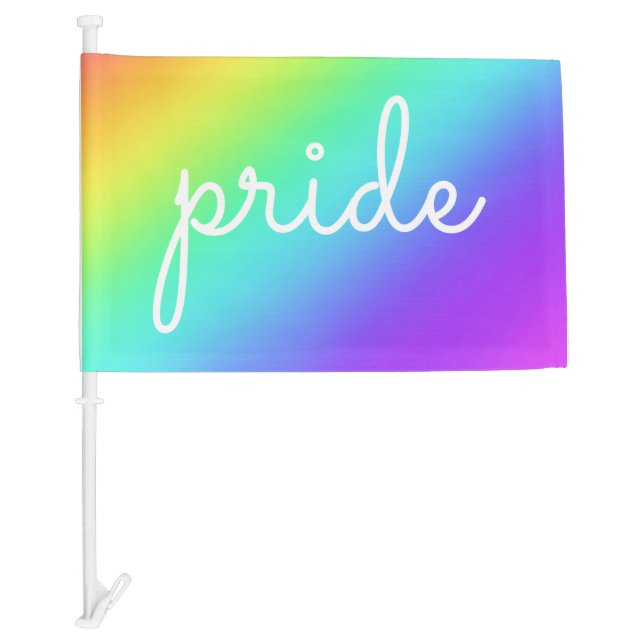 Pretty Rainbow Pride Car Flag (Front)