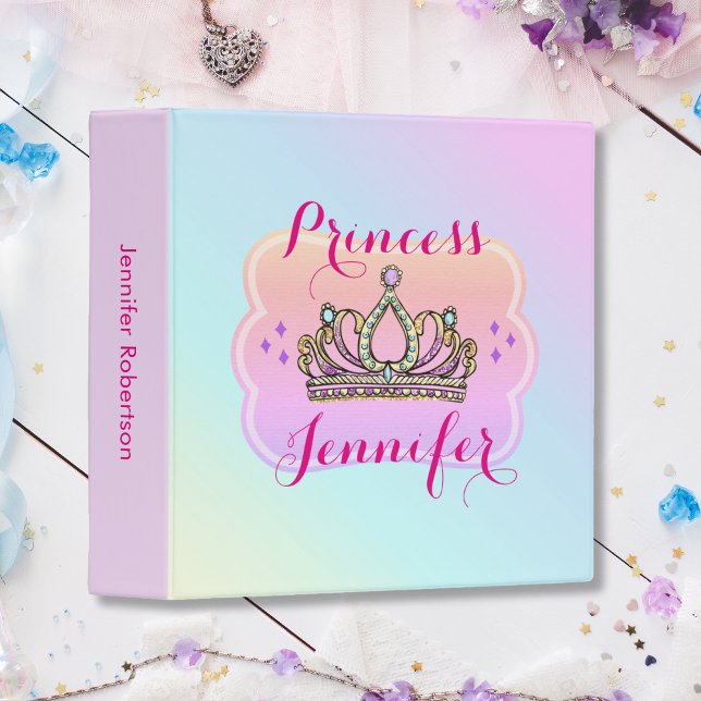 Pretty Rainbow Princess School 3 Ring Binder (Creator Uploaded)