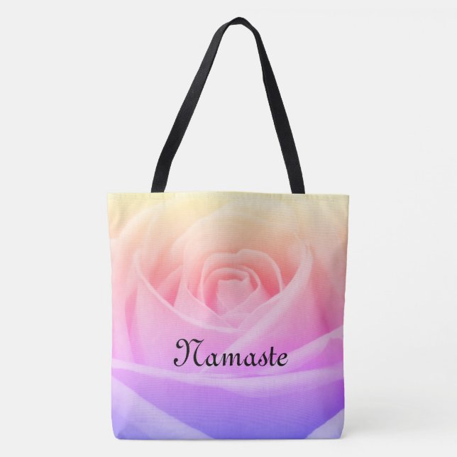 Pretty rainbow Rose Namaste design Tote Bag (Front)