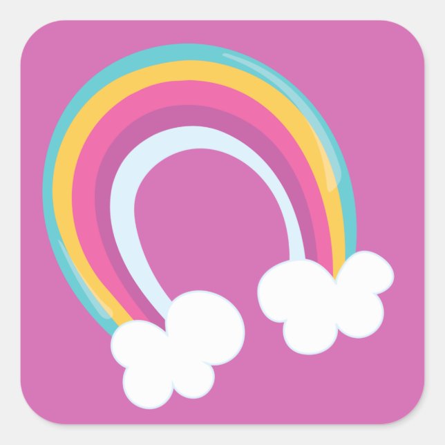 Pretty Rainbow Square Sticker (Front)