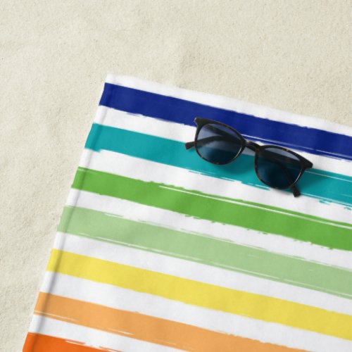 Pretty Rainbow Stripe Pattern Beach Towel