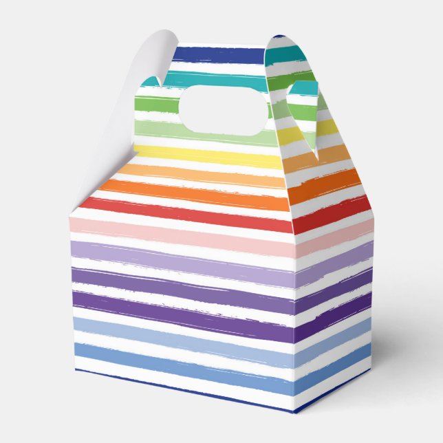 Pretty Rainbow Stripe Pattern Birthday Favor Boxes (Front Side)