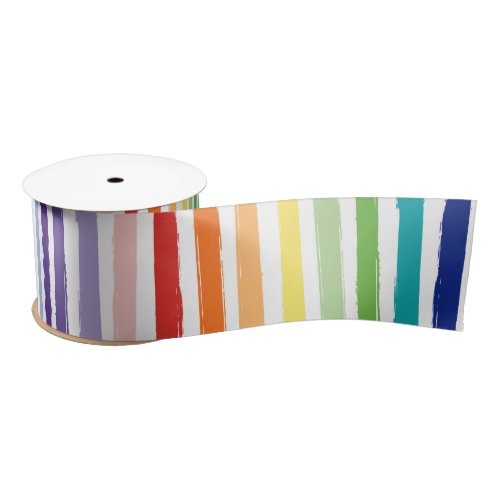 Pretty Rainbow Stripe Pattern Birthday Satin Ribbon