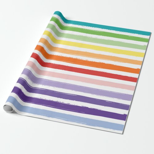 Pretty Rainbow Stripe Pattern Birthday Wrapping Paper