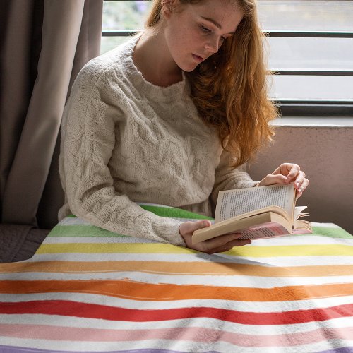 Pretty Rainbow Stripe Pattern Fleece Blanket