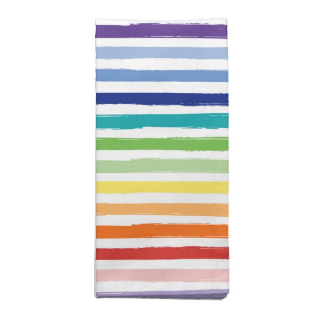 Pretty Rainbow Stripe Pattern Kitchen Cloth Napkin (Folded)