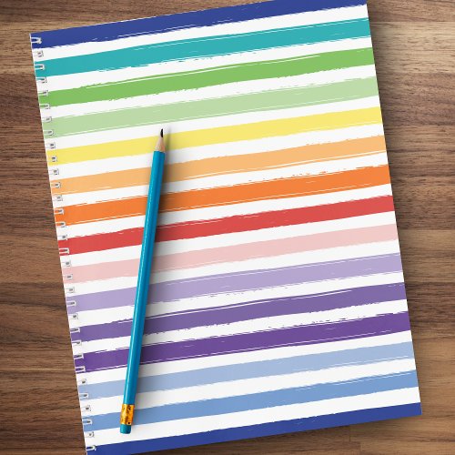 Pretty Rainbow Stripe Pattern School or Office Notebook