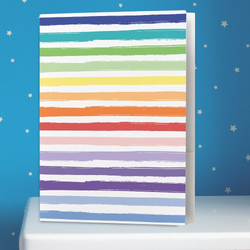 Pretty Rainbow Stripe Pattern School or Office Pocket Folder