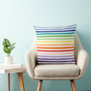 Pretty Rainbow Stripe Pattern Throw Pillow
