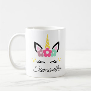 Pretty Rainbow Unicorn Face for Kids Children Girl Coffee Mug