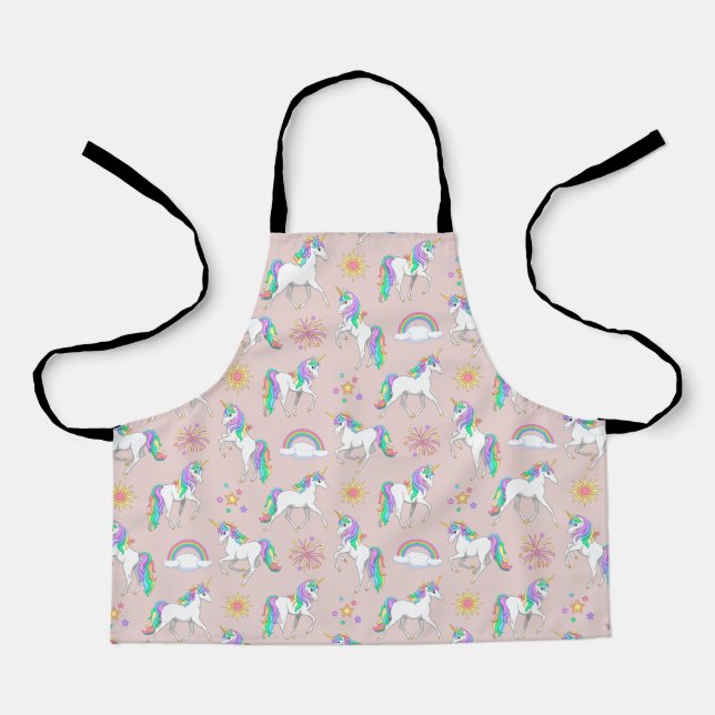 Pretty Rainbow Unicorns Apron (Front)