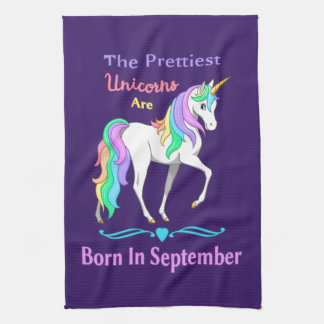 Pretty Rainbow Unicorns Born In September Towel