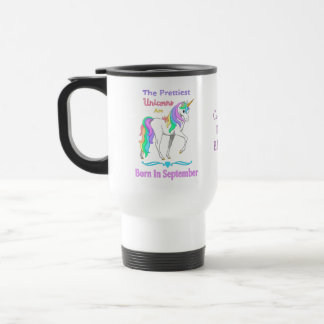 Pretty Rainbow Unicorns Born In September Travel Mug