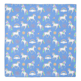 Pretty Rainbow Unicorns Duvet Cover