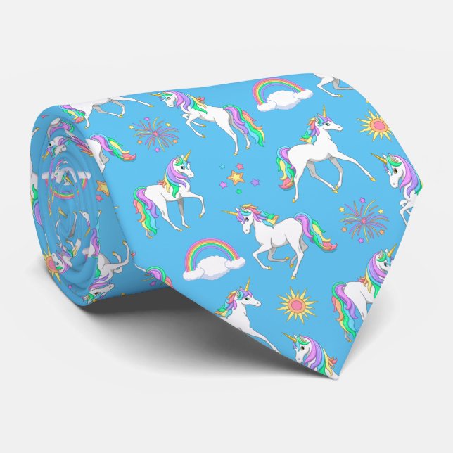 Pretty Rainbow Unicorns Neck Tie (Rolled)