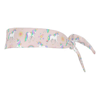 Pretty Rainbow Unicorns Tie Headband