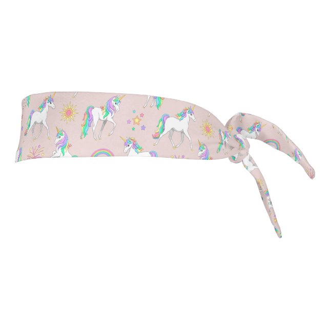 Pretty Rainbow Unicorns Tie Headband (Rotate 90)
