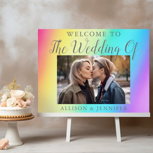 Pretty Rainbow Wedding Couple Photo Welcome Foam Board