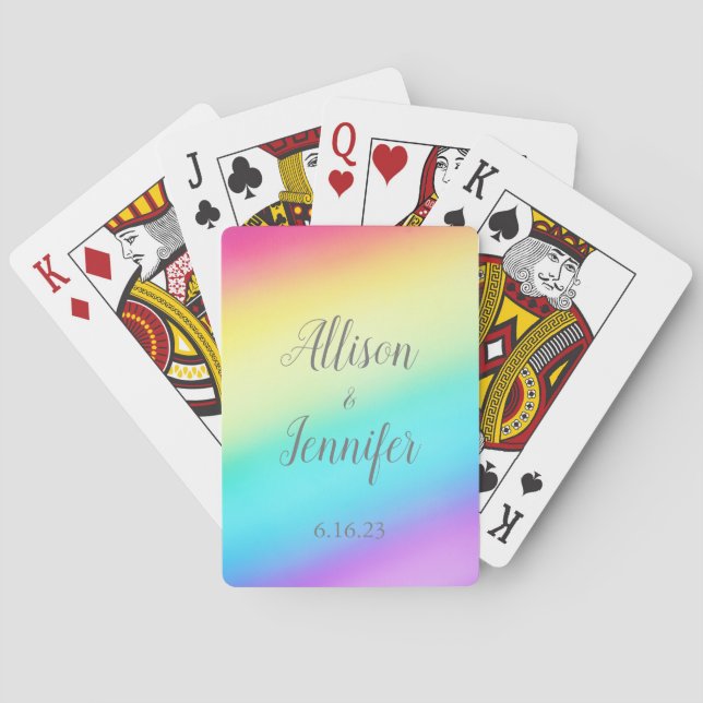 Pretty Rainbow Wedding Personalized Poker Cards (Back)