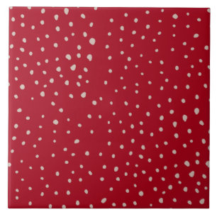 Pretty random Red White Polka dot pattern Tile