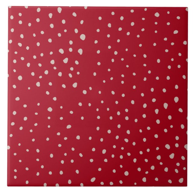 Pretty random Red White Polka dot pattern Tile (Front)