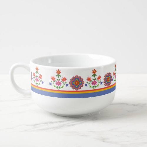 Pretty Rangoli Floral Border Soup Bowl