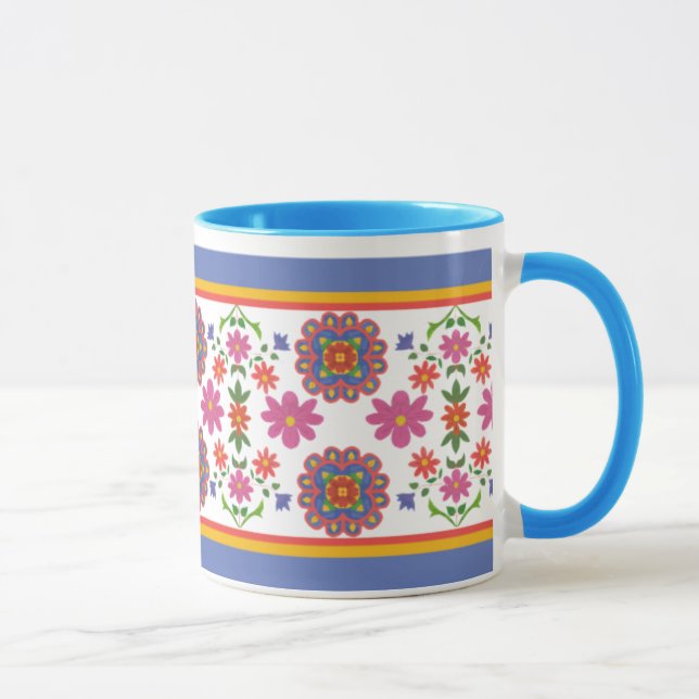 Pretty Rangoli Floral Borders Ethnic Pattern Mug (Right)