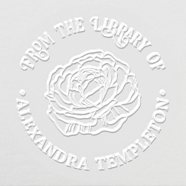 Pretty Ranunculus Flower Library Book Name Embosser (Design)
