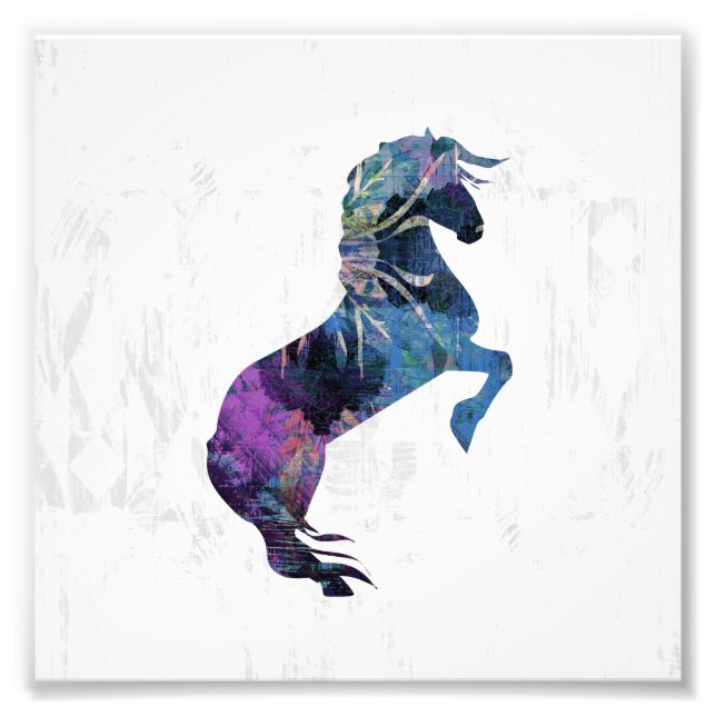 Pretty Rearing Fantasy Horse Art Photo Print (Front)