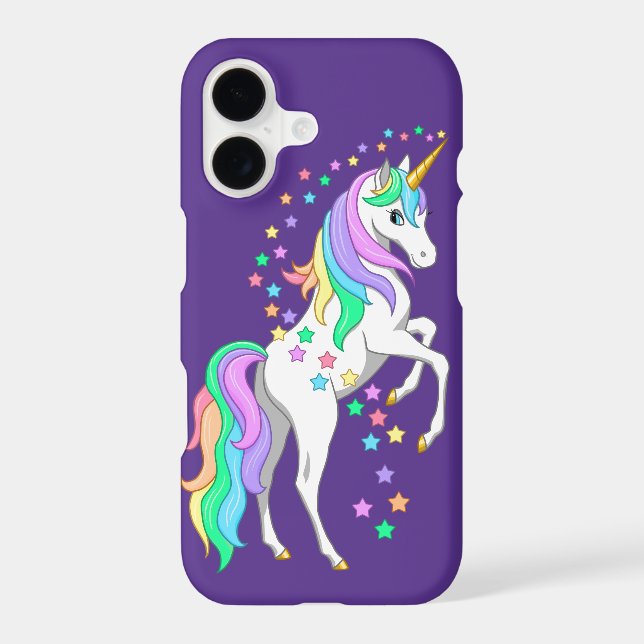 Pretty Rearing Rainbow Unicorn Falling Stars Case-Mate iPhone Case (Back)