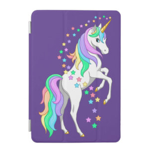 Pretty Rearing Rainbow Unicorn Falling Stars iPad Mini Cover