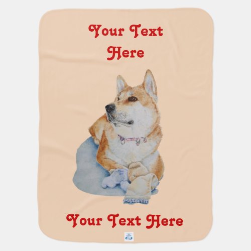 pretty red akita with stuffie cute dog baby blanket