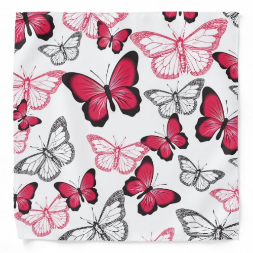 Pretty Red and Black Butterfly Art Pattern Bandana