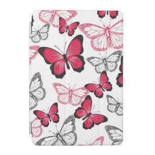 Pretty Red and Black Butterfly Art Pattern iPad Mini Cover