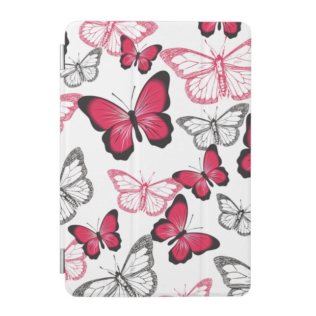 Pretty Red and Black Butterfly Art Pattern iPad Mini Cover (Front)