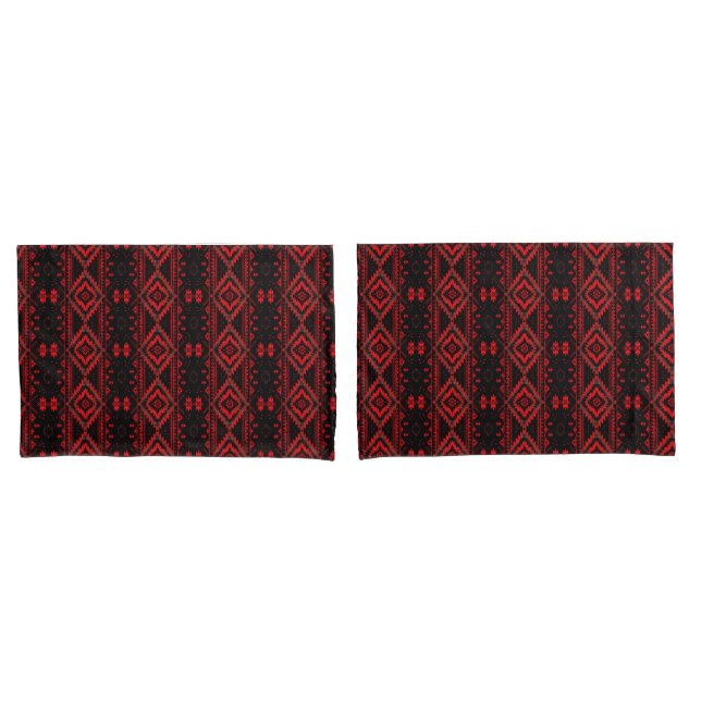 Pretty Red and Black Native American Pattern Pillow Case (Front-Set)