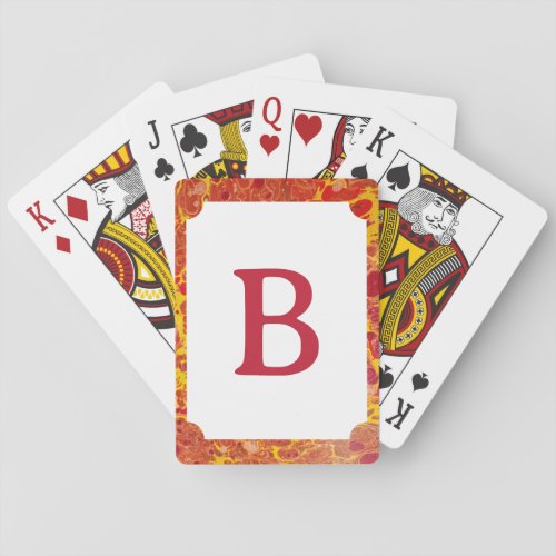 Pretty Red and Gold Monogrammed Playing Cards