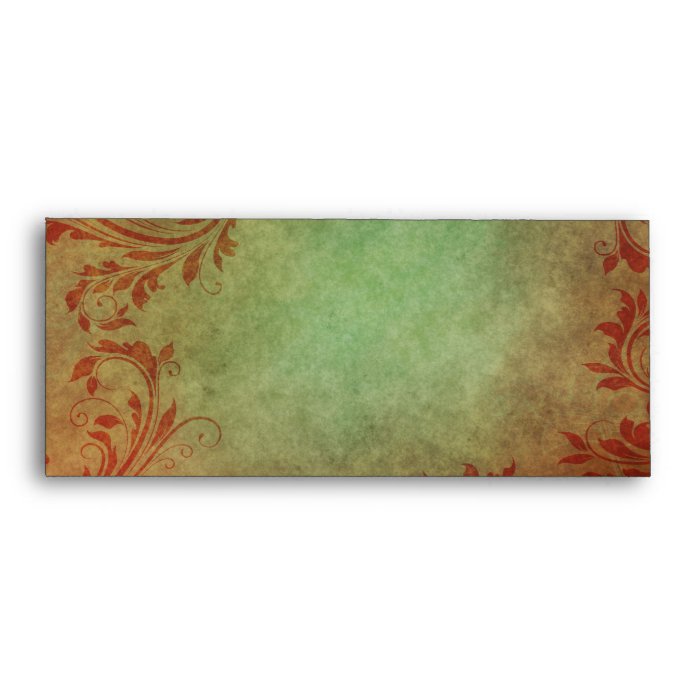 Pretty Red and Green Damask Envelopes