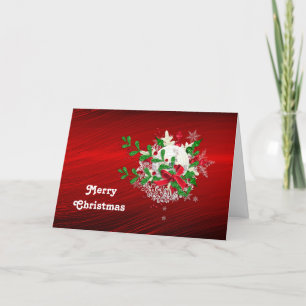 Pretty Red and Green Glitter Bouquet Christmas Holiday Card