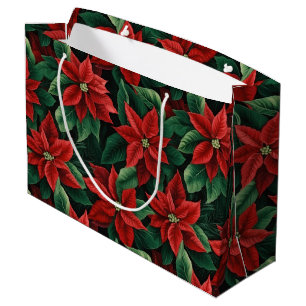 Pretty Red and Green Poinsettias Digital Art Large Gift Bag