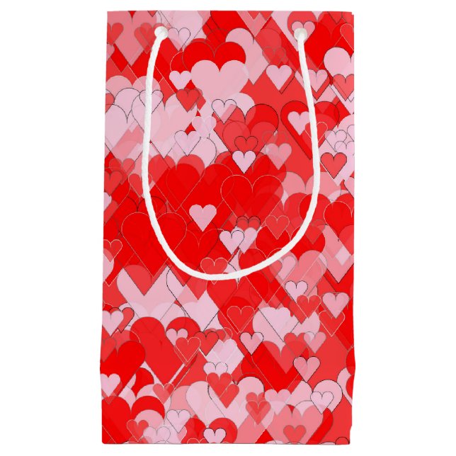 Pretty Red and Pink Hearts Small Gift Bag (Front)
