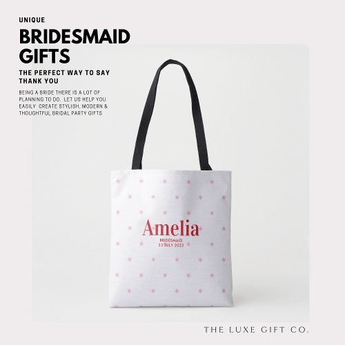 Pretty Red and Pink Stars Bridesmaid Proposal Gift Tote Bag