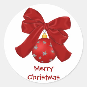Pretty Red and Silver Ornament Stickers