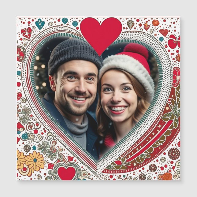 Pretty Red and Turquoise Hearts Frame  (Front)