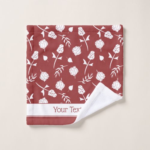 Pretty Red and White Roses Rosebuds Floral Pattern Bath Towel Set