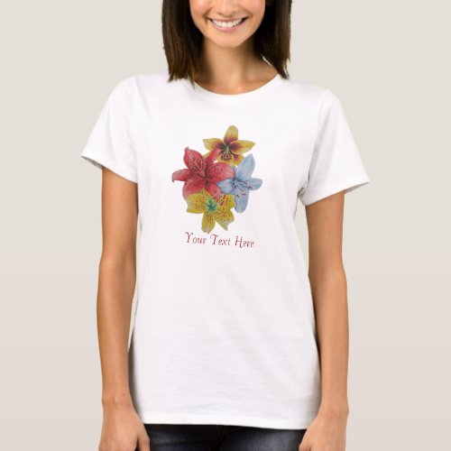 pretty red and yellow Lily flowers floral T_Shirt